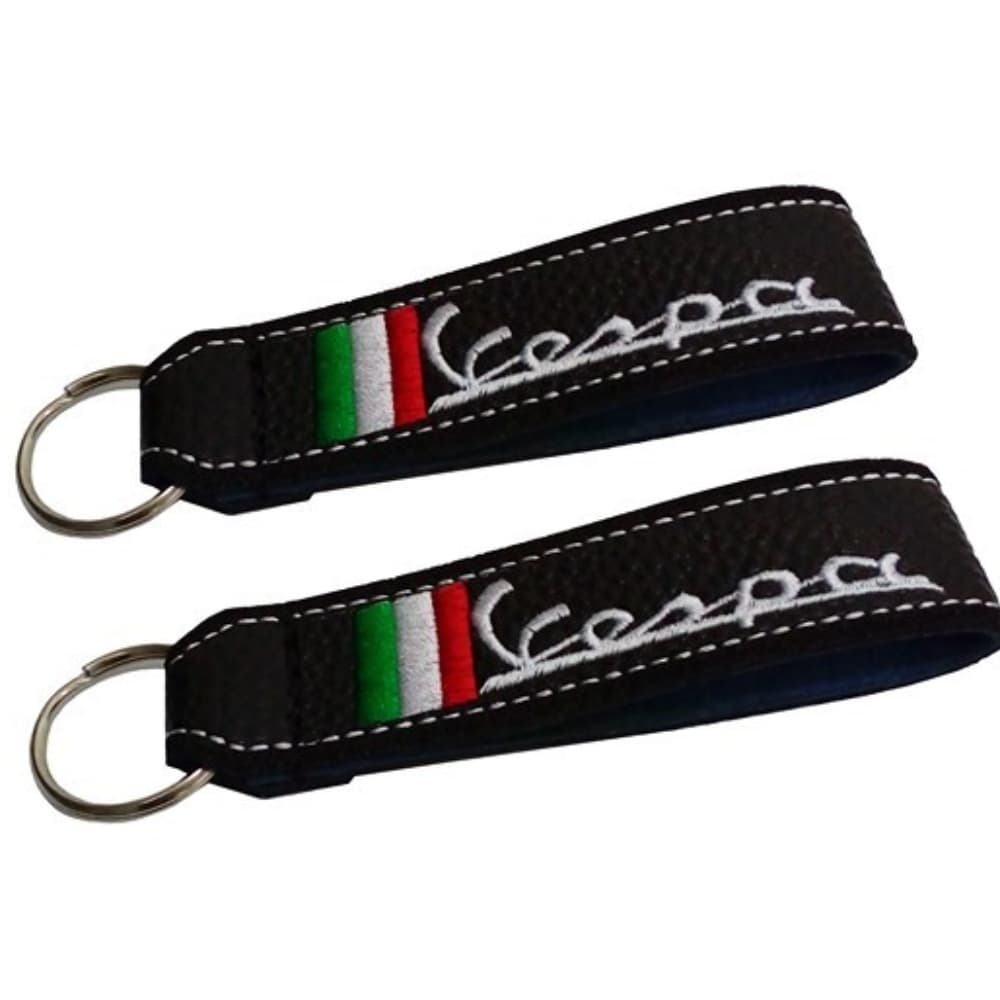 WSOPP Vespa Schlüsselanhänger - Carbon Look Mit Rotem PU Leder Für Piaggio Modelle