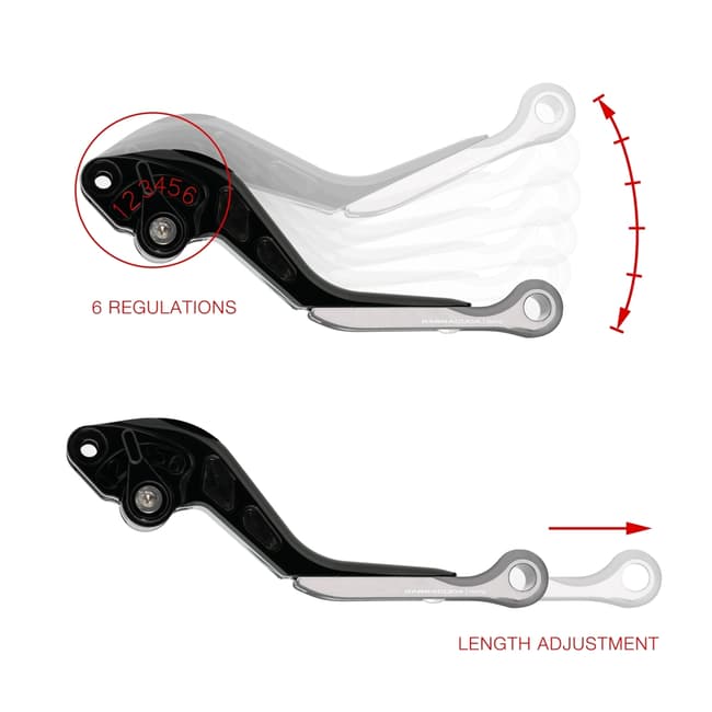Barracuda adjustable - extendable levers compatible with MV Agusta Brutale 675 2014-2015 / Rivale 800 2014-2017