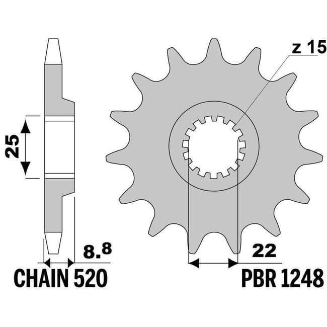 EK/PBR Chain kit 520M3 - 13/50-116 - Alu Standard Rear Sprocket