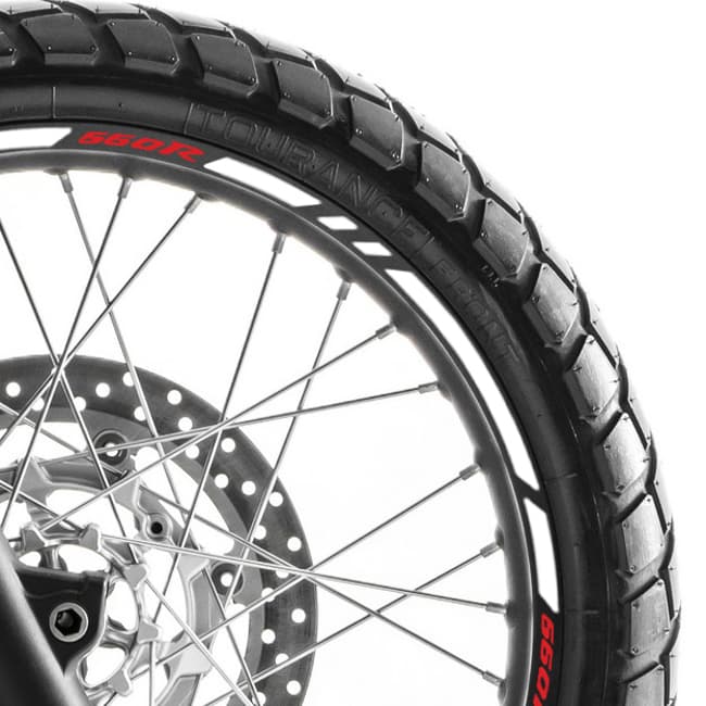 Wheel rim stripes with logos compatible with Yamaha XT660R