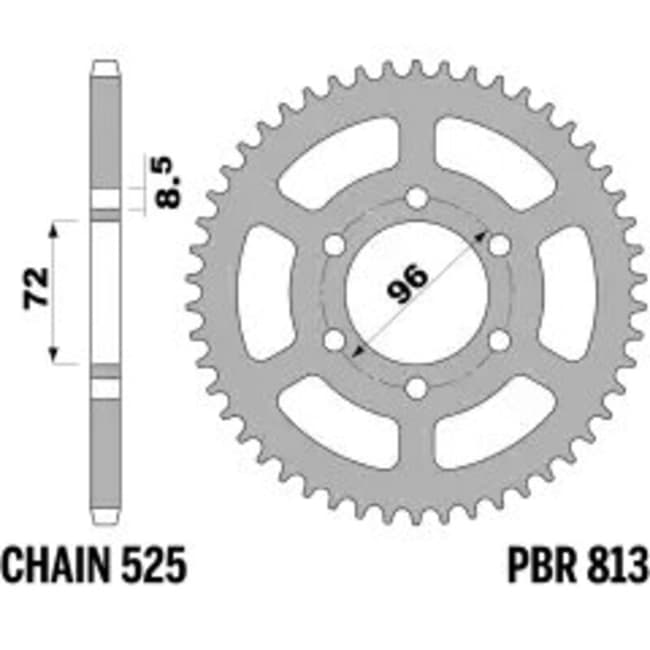 PBR Rear Sprocket Steel Standard - 525