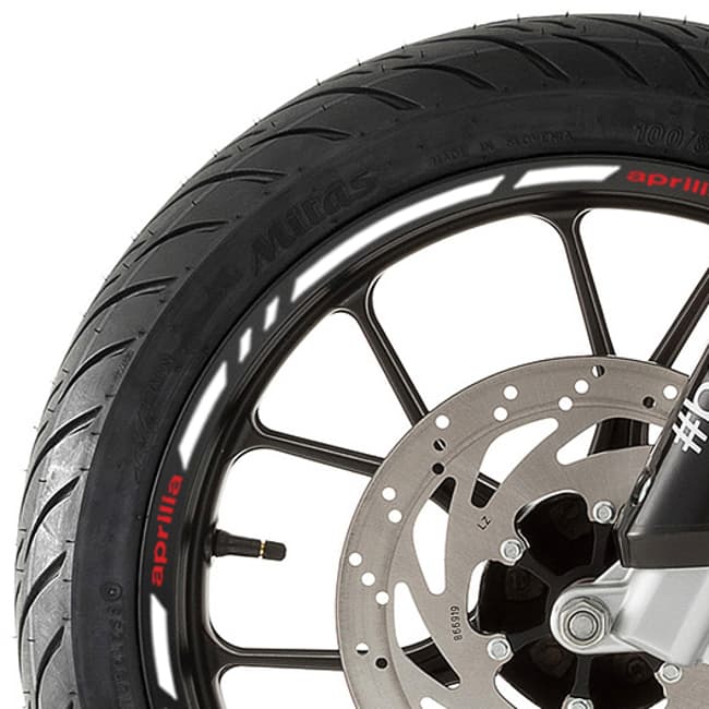 Wheel rim stripes with logos compatible with Aprilia 