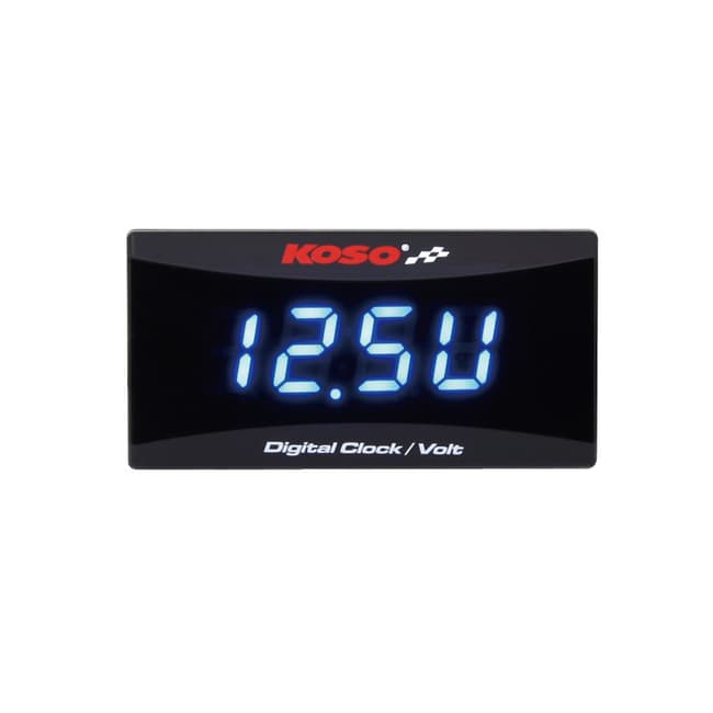 Koso super slim digital voltmeter & clock with blue backlight