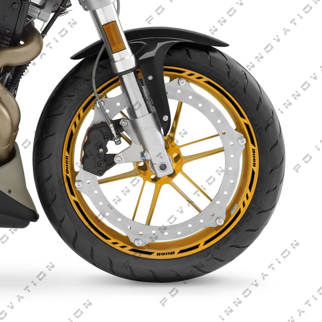 Wheel rim stripes with logos compatible with Buell 
