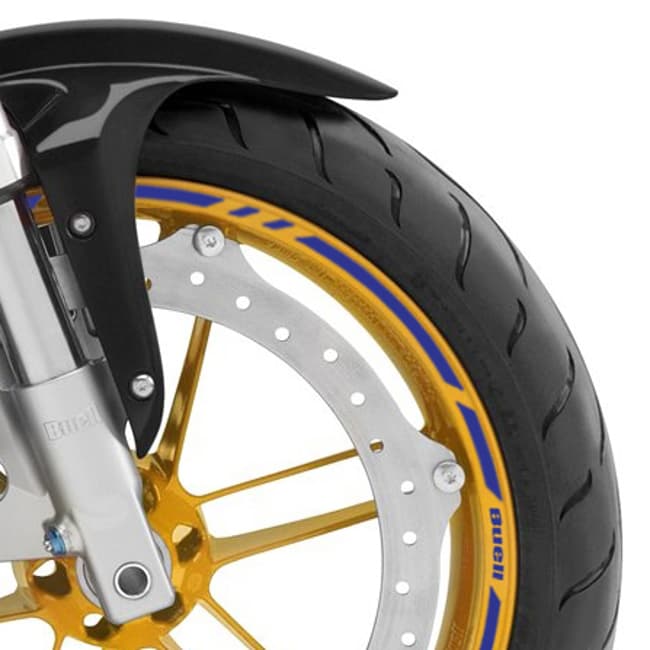 Wheel rim stripes with logos compatible with Buell 