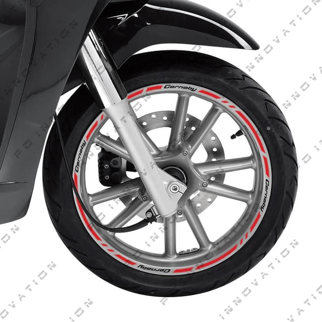 Wheel rim stripes with logos compatible with Piaggio Carnaby 