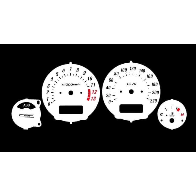 White speedometer and tachometer gauges compatible with Honda CBF 600 2004-2006
