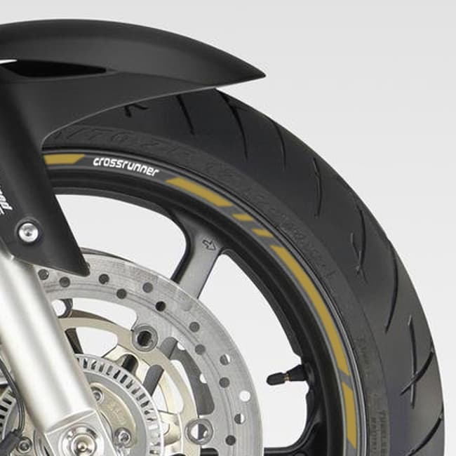 Wheel rim stripes with logos compatible with Honda Crossrunner