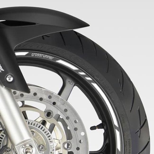 Wheel rim stripes with logos compatible with Honda Crossrunner