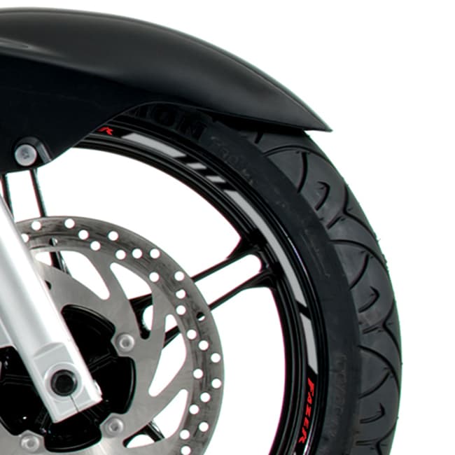 Wheel rim stripes with logos compatible with Yamaha Fazer 