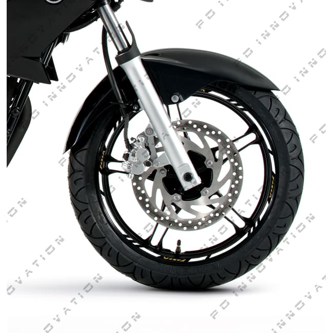 Wheel rim stripes with logos compatible with Yamaha Fazer 