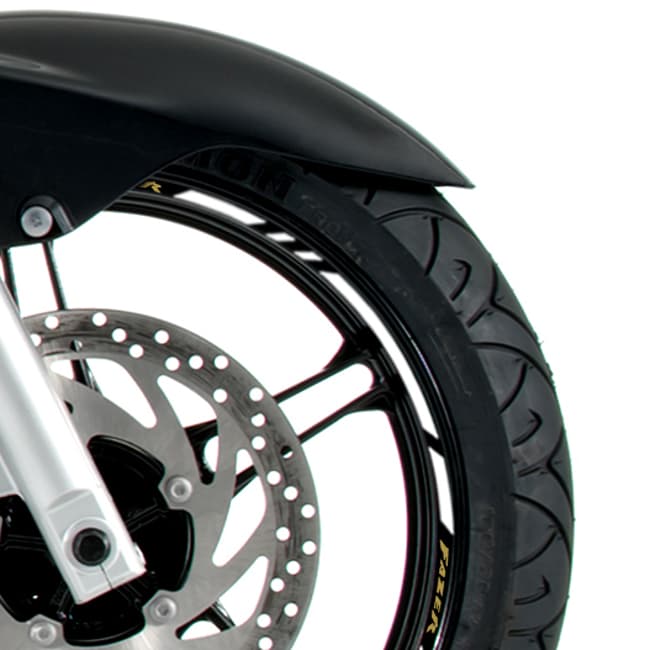 Wheel rim stripes with logos compatible with Yamaha Fazer 