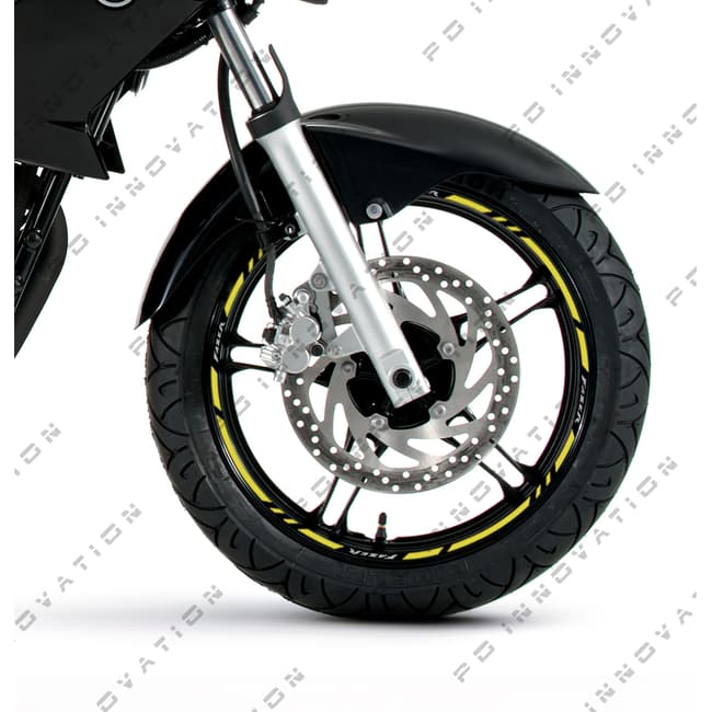 Wheel rim stripes with logos compatible with Yamaha Fazer 