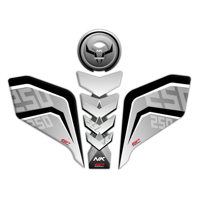 CF Moto 250NK '18-'22 beyaz ile uyumlu GPK tank pedi 3D seti