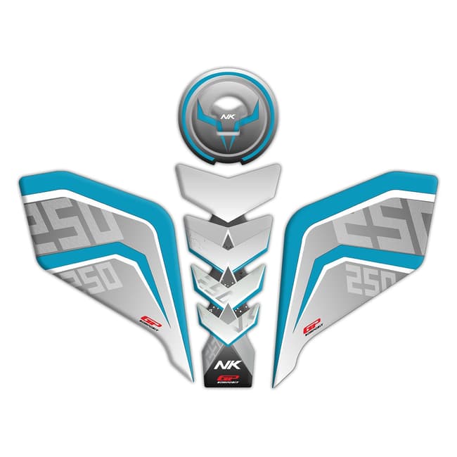 GPK tank pad 3D set for compatible with CF Moto 250NK '18-'22 light blue
