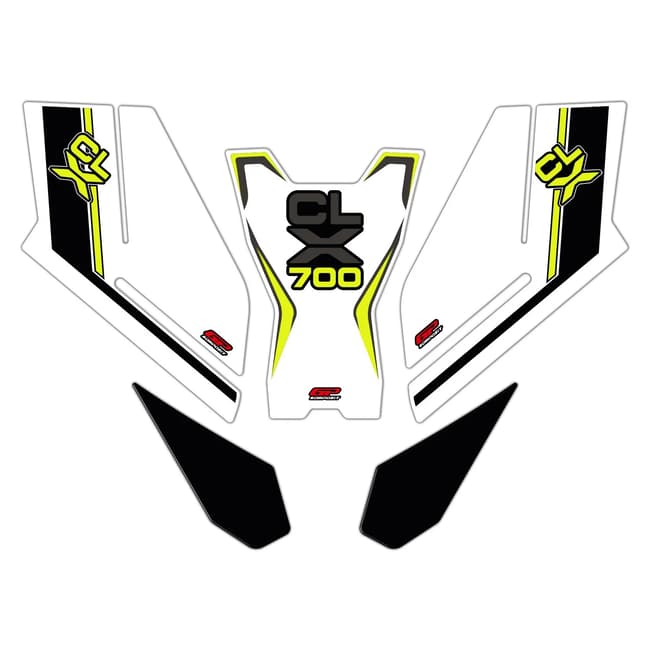 GPK tank pad set 3D compatible with CF Moto 700 CL-X 2022-2026 white-yellow