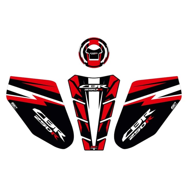 GPK tank pad set 3D compatible with CBR 250R 2011-2013 black / white / red