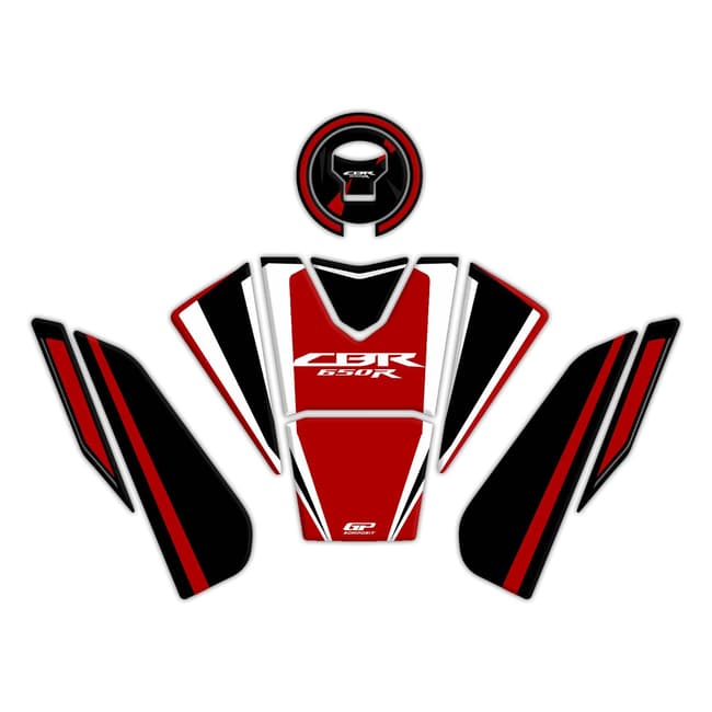 GPK tank pad 3D set compatible with Honda CBR650R 2019-2023 white / red