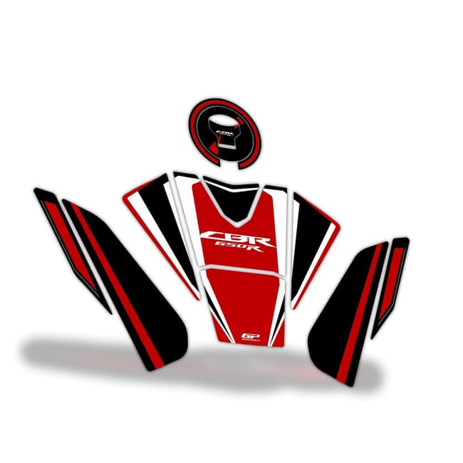 GPK tank pad 3D set compatible with Honda CBR650R 2019-2023 white / red