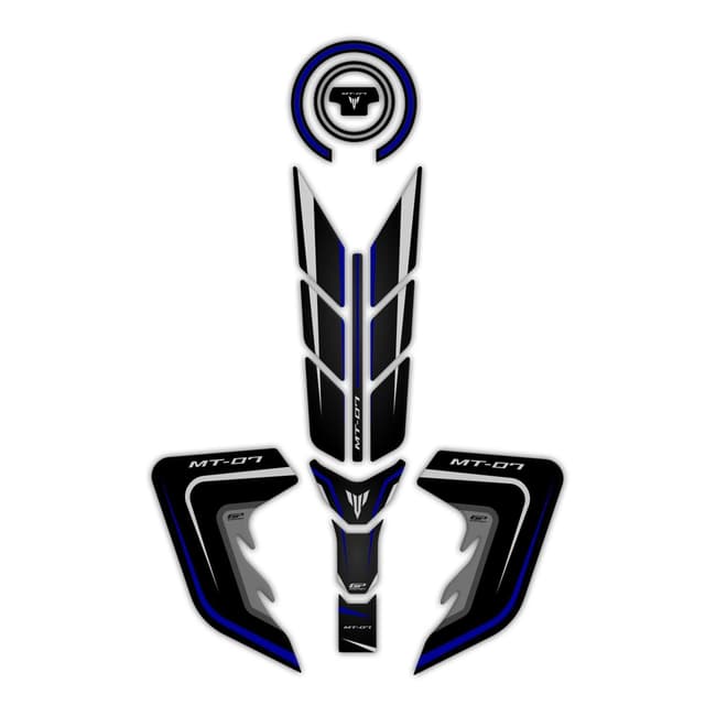 GPK tank pad 3D set compatible with Yamaha MT-07 2018-2020 black / blue