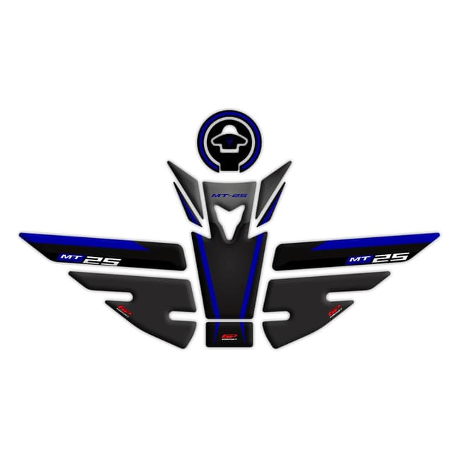GPK tank pad 3D set compatible with Yamaha MT-25 2015-2019 blue