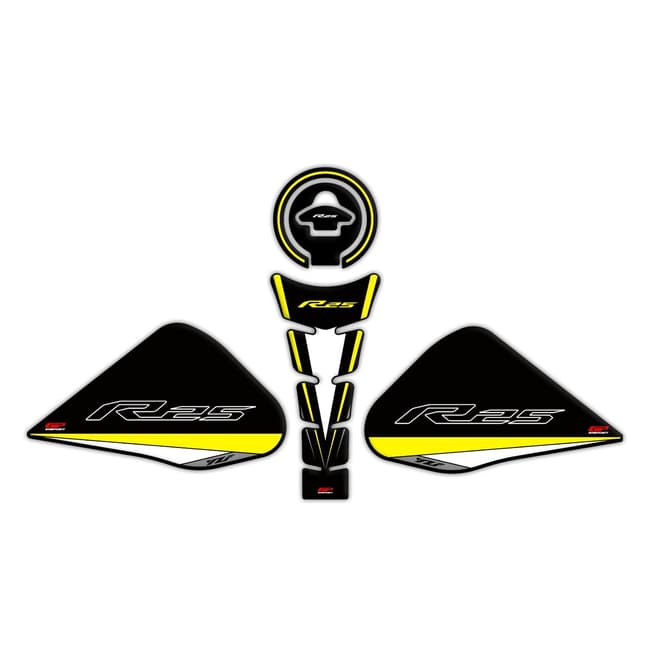GPK tank pad 3D set compatible with Yamaha YZF-R25 2015-2018 yellow