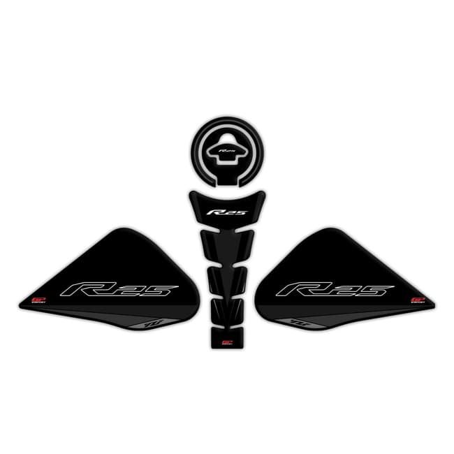 GPK tank pad 3D set compatible with Yamaha YZF-R25 2015-2018 black