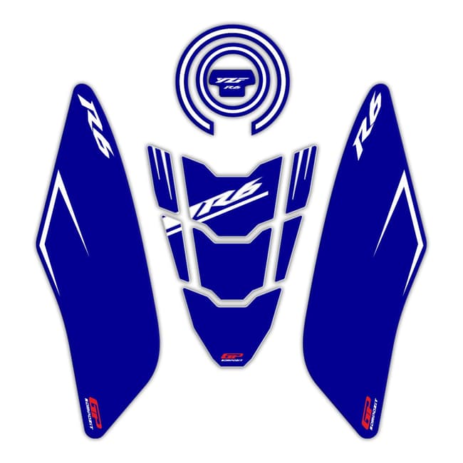 GPK tank pad 3D set compatible with Yamaha YZF-R6 2017-2023 blue