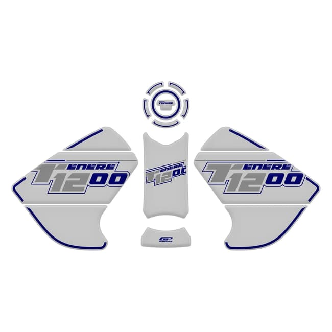 GPK tank pad set 3D compatible with XT1200Z Super Tenere 2010-2020 white / blue
