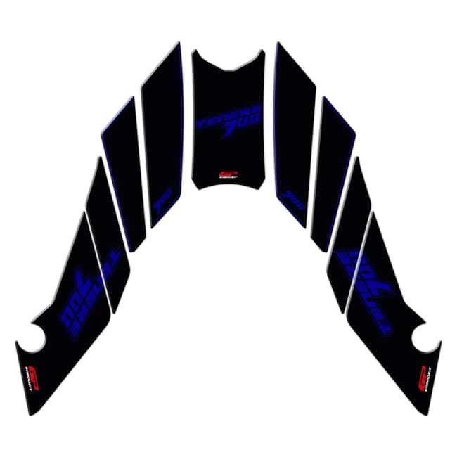 GPK tank pad 3D set compatible with Tenere 700 2017-2023 blue