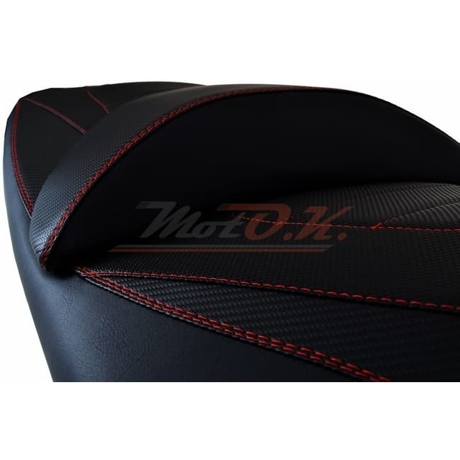 Seat cover compatible with Gilera GP800 2008-2011 black with red seams (B)