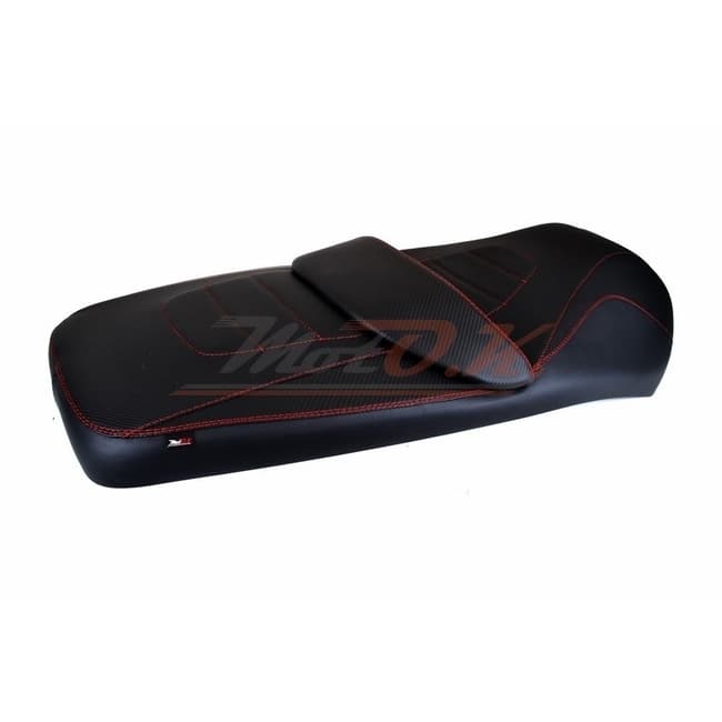 Seat cover compatible with Gilera GP800 2008-2011 black with red seams (B)