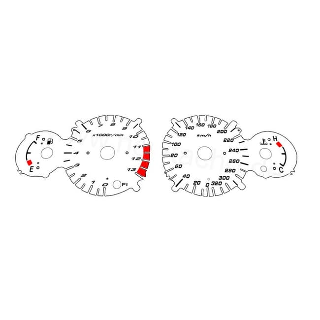 White speedometer and tachometer gauges compatible with Suzuki GSXR1300 Hayabusa 2008-2019