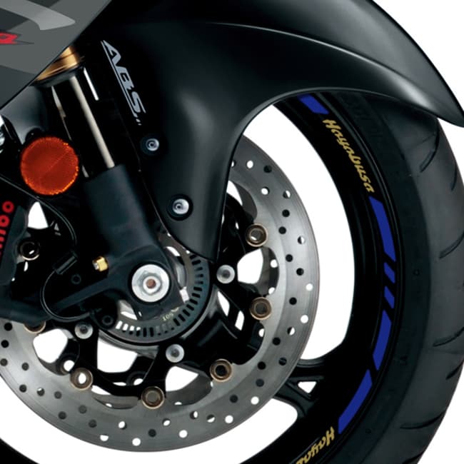 Wheel rim stripes with logos compatible with Suzuki Hayabusa