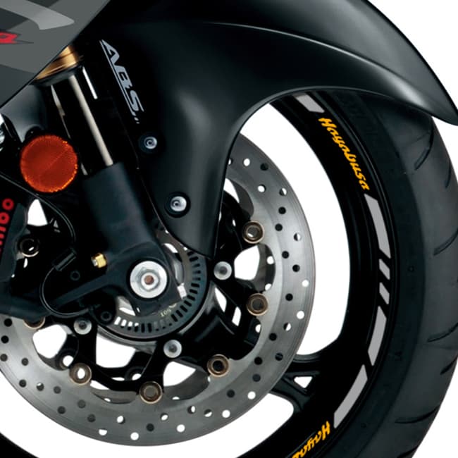 Wheel rim stripes with logos compatible with Suzuki Hayabusa