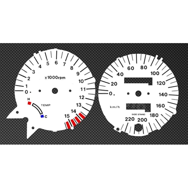 White speedometer and tachometer gauges compatible with Honda CB400F / CB1 (NC27) 1989-1990