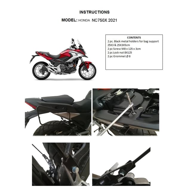 Moto Discovery soft bags side rack compatible with Honda NC750X 2021-2025