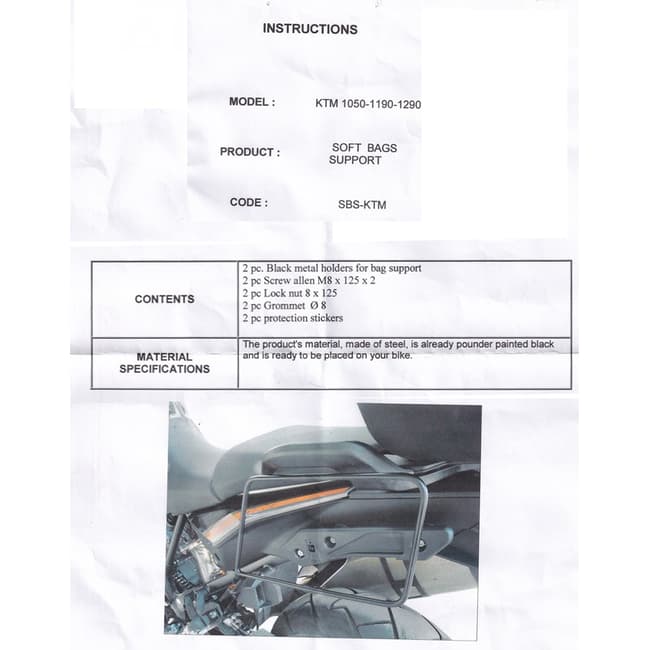 Moto Discovery soft bags side rack compatible with KTM 1050 / 1090 ...