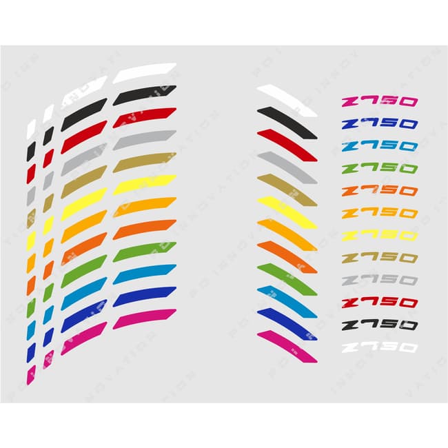 Wheel rim stripes with logos compatible with Kawasaki Z750 
