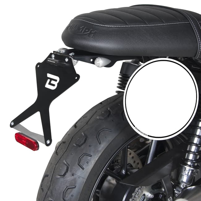 Triumph Street Twin 2015-2021 ile uyumlu Barracuda plaka tutucu (orijinal stop lambası olmadan)