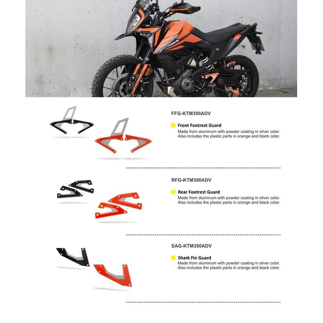 Protetor de corrente inferior (Shark Fin) compatível com KTM 390 Adventure 2020-2023 preto