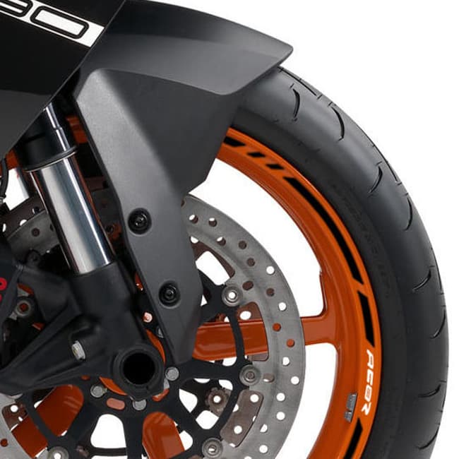 Wheel rim stripes with logos compatible with KTM RC8 