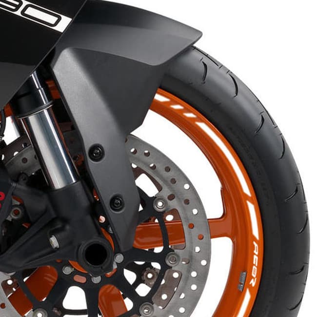 Wheel rim stripes with logos compatible with KTM RC8 