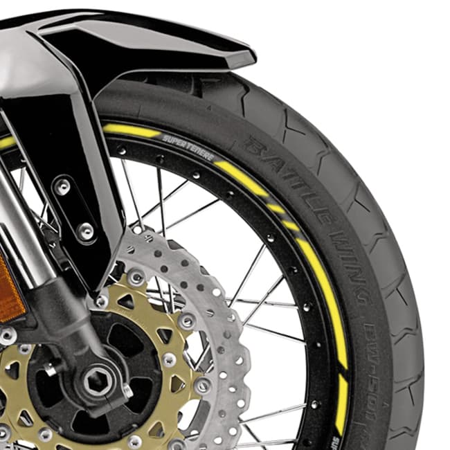 Wheel rim stripes with logos compatible with Yamaha Super Tenere 
