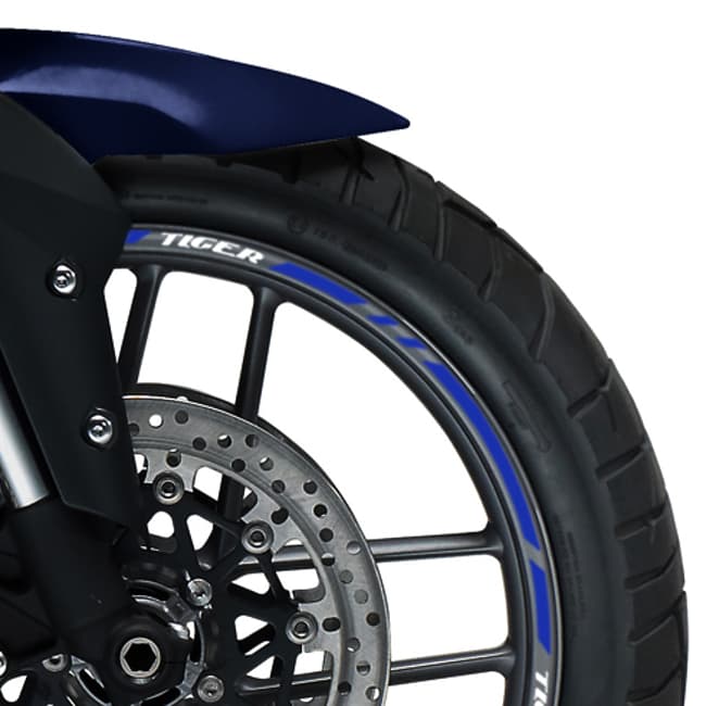 Wheel rim stripes with logos compatible with Triumph Tiger 1200 Rally Pro 2023 