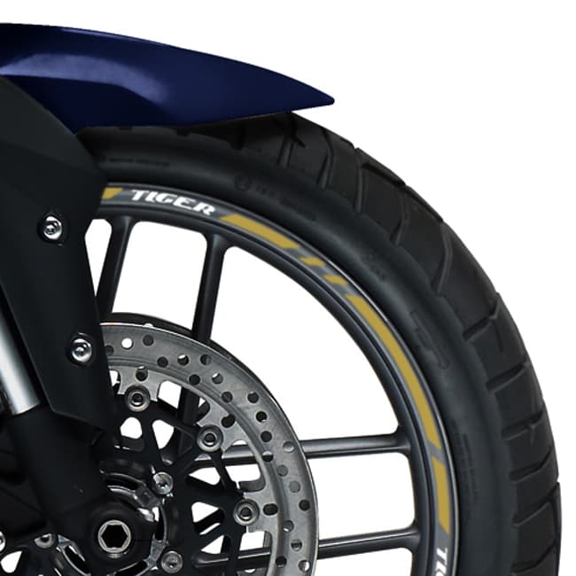 Wheel rim stripes with logos compatible with Triumph Tiger 1200 Rally Pro 2023 