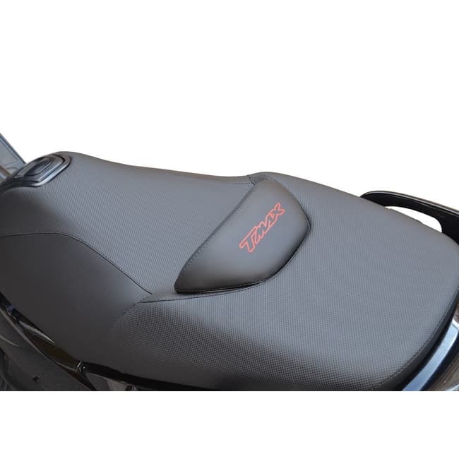 Seat cover compatible with Yamaha T-Max 500 2001-2007 black with black seams and red logo