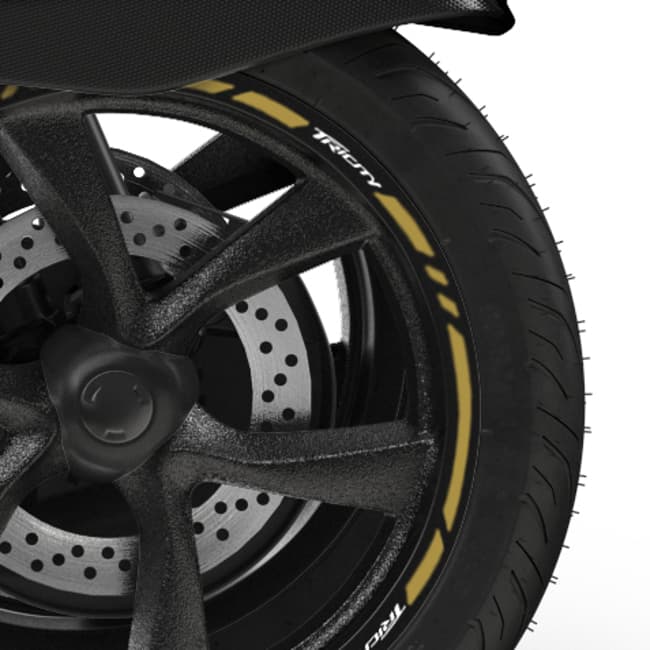 Wheel rim stripes with logos compatible with Yamaha Tricity