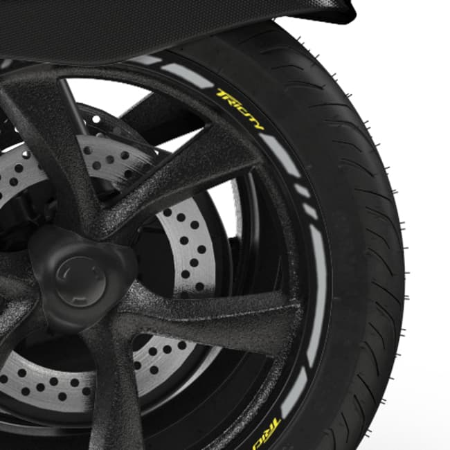 Wheel rim stripes with logos compatible with Yamaha Tricity