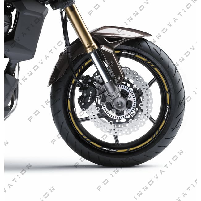 Wheel rim stripes with logos compatible with Kawasaki Versys 